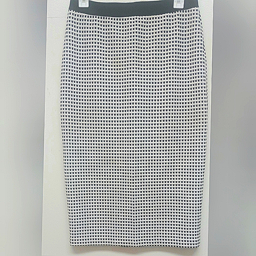 Cute Black and White Plaid Stretch Pencil Skirt